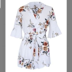 White Floral Romper